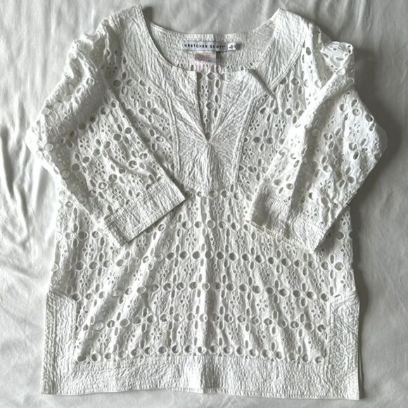 Gretchen Scott Cotton Eyelet Tunic - Alibi - Size L - Picture 2 of 7
